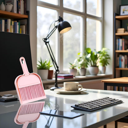 Plastic Mini Broom and Dustpan,Mini Cleaning Brush with Dustpan Set Desktop Cleaning Accessories,Pink with Set,Plastic Broom