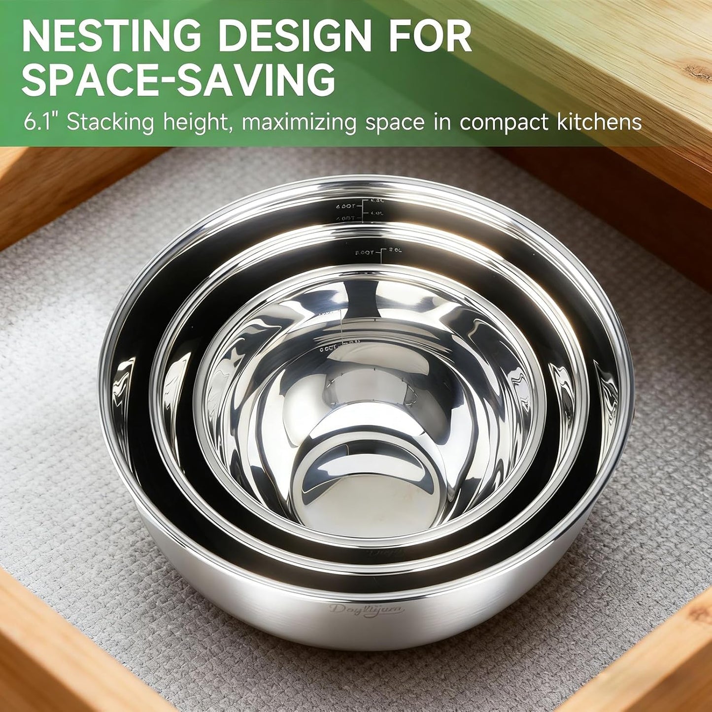 Mixing Bowls with Airtight Lids, Stainless Steel Nesting Bowl Set with Clear Lids & Valve, 3 Essential Sizes (1.5/3/5 QT), Measurement Marks, Non-Slip Silicone Base, Food Prep & Fridge Storage, Pink
