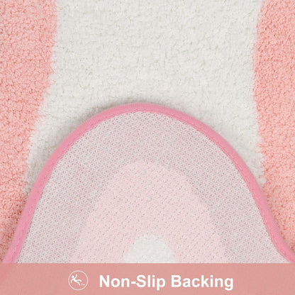 HAOCOO Pink Bathroom Rug Runner, 24x59 Inch Soft Non Slip Bath Rugs for Bathroom, Microfiber Absorbent Washable Irregular Shaped Rug Floor Mat for Bedroom Bathtub Tub Shower