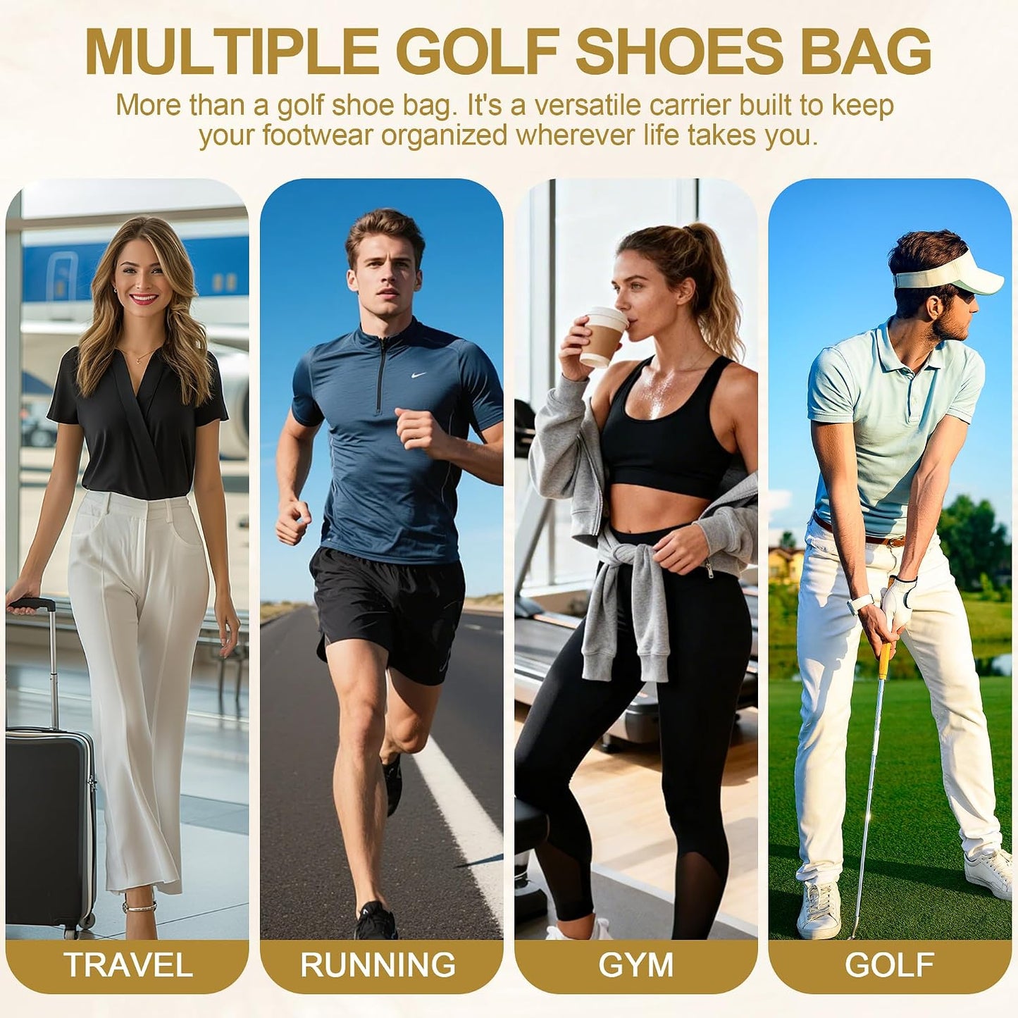 Golf Shoe Bag Gift for Women, Pink Golf Lover Gift, Waterproof Travel Shoes Carrier with Handle and Zipper with Ventilated Mesh, Lightweight Portable Golf Accessories Pouch Bag for Gym Sports Outdoor