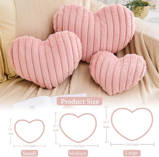 XVTRU Heart Pillows Heart Decorative Pillow Soft Fluffy Heart Shaped Dusty Pink Throw Pillows with Faux Rabbit Fur Aesthetic Room Decor Cute Small Pillow for Valentines Mother's Day