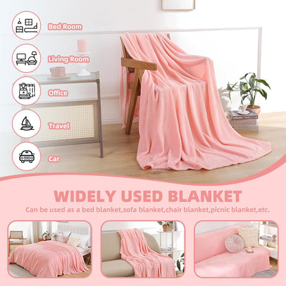 Pink Fleece Throw Blanket for Couch Chair Sofa, Soft Warm Fuzzy Cozy Blankets for Women Men, 300GSM Room Decor Flannel Microfiber Blankets for All Seasons, 50x60 Inches