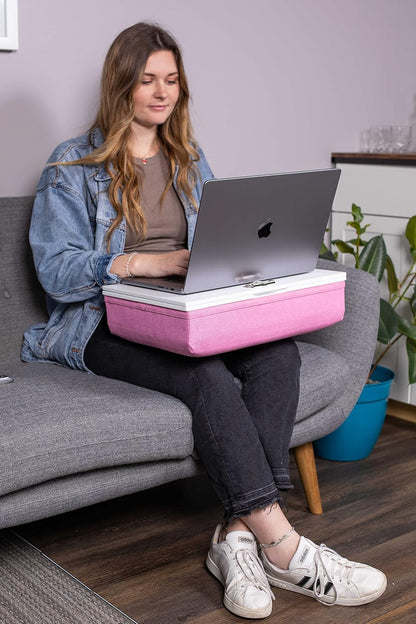 BIRDROCK HOME Lap Desk with Storage and Cushion | Deep Compartment and Adjustable Top with Clip | Fits Laptop Up to 15" | Pink | Computer Accessories | Laptop and Writing Desk
