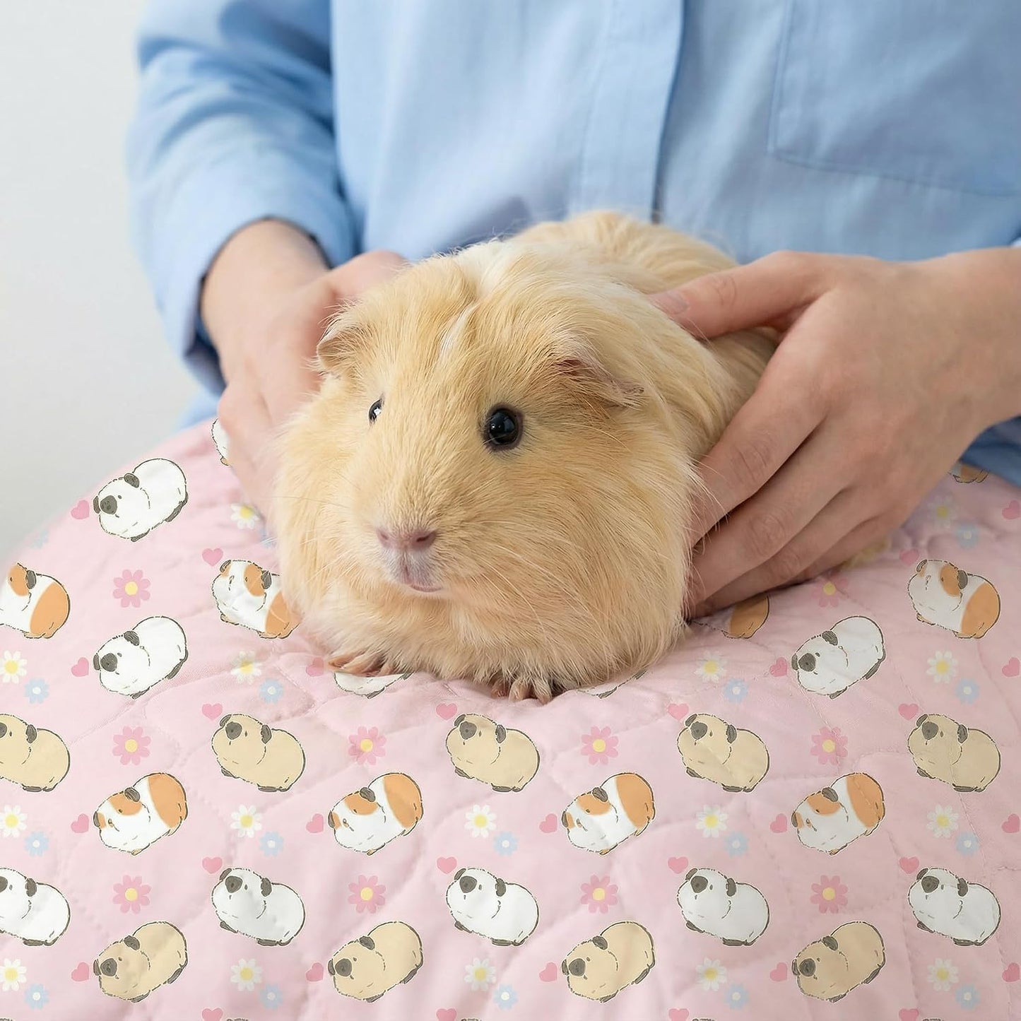 Guinea Pig Cage Liners, 59x31in 2 Pack Washable Guinea Pig Bedding, Waterproof Reusable & Anti Slip, Super Absorbent Guinea Pig Pee Pad for Small Animal, Rabbit, Bunny, Fit for C&C Cage, Pink