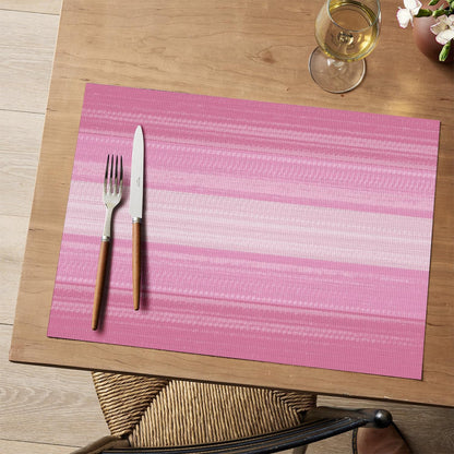 Artoid Mode Pink Gradient Stripes Placemats Set of 4, Washable Heat Resistant Non-Slip Woven Plastic Spring PVC Place Mats for Farmhouse Party Kitchen Dining Decor