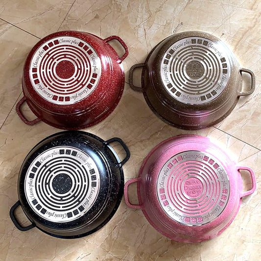6-Piece Pink Nonstick Cookware Set with Glass Lids, Marble-Coated Aluminum Pots & Pans, Includes 20cm, 24cm, 28cm, 32cm Saucepans & 28cm Frying Pan, Heat-Resistant Gloves