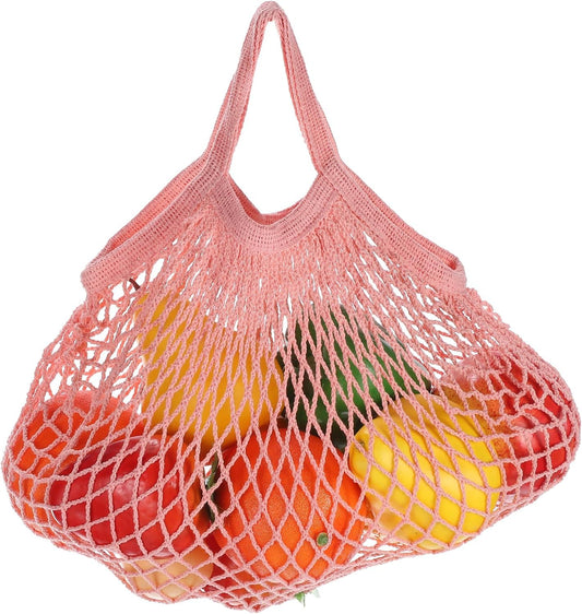 uxcell Reusable Mesh Produce Storage Bags Washable Net Portable Fruit and Vegetable Bag Cotton String with Short Handle