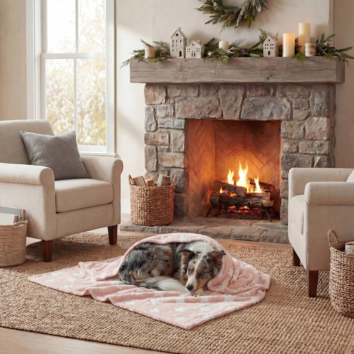 Horaldaily Pets Flannel Blanket, Pink Stars 3D Textured Soft Fuzzy Fluffy Plush Cozy Fleece Premium Blankets for Dog Cat Puppy Kitten Couch Protection, 16x23