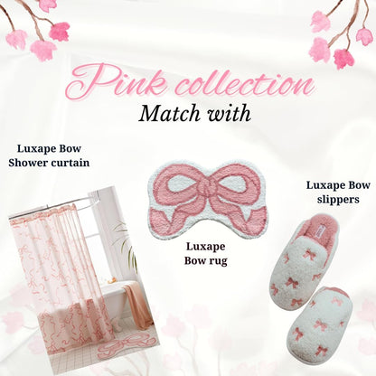 Bow Shower Curtain, Coquette Handcrafted Bow Tie Bath Curtain for Master Bathroom, Ruched Microfiber Bathroom Curtain with 12 Buttonholes, 72" W x 72" H (Coquette Pink)