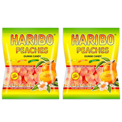 Haribo Peaches Gummi Candy 4 oz bag (2 bags 8 oz total)