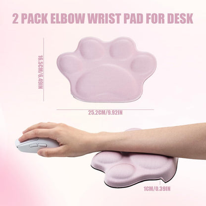 Pink Desk Elbow Pad, Ergonomic Memory Foam Cat Paw Wrist Rest