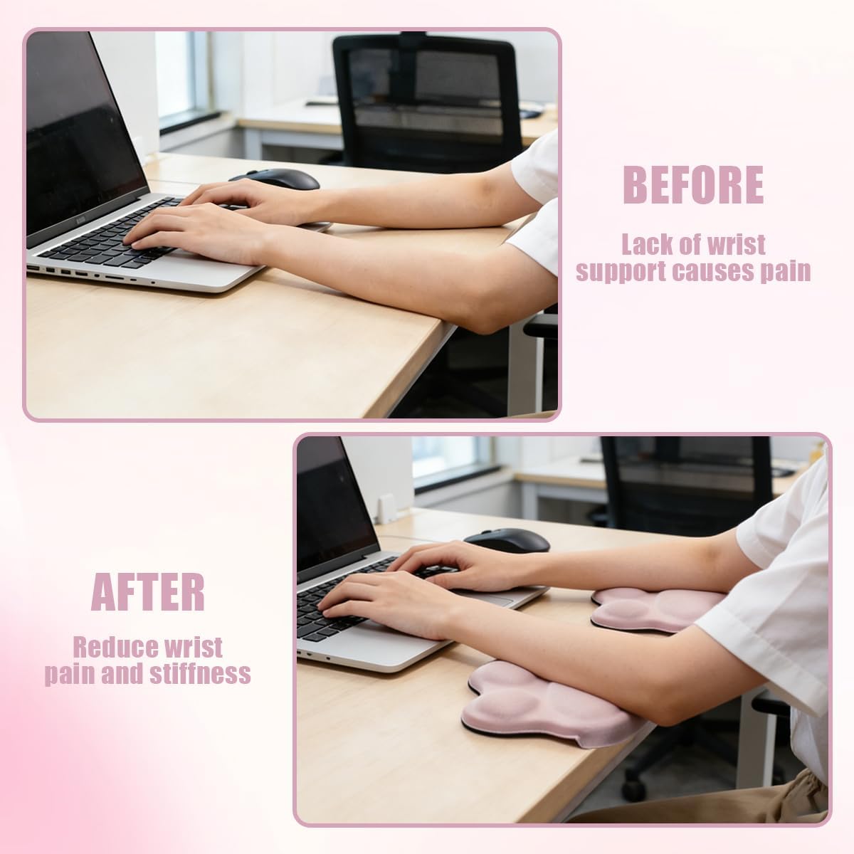 Pink Desk Elbow Pad, Ergonomic Memory Foam Cat Paw Wrist Rest