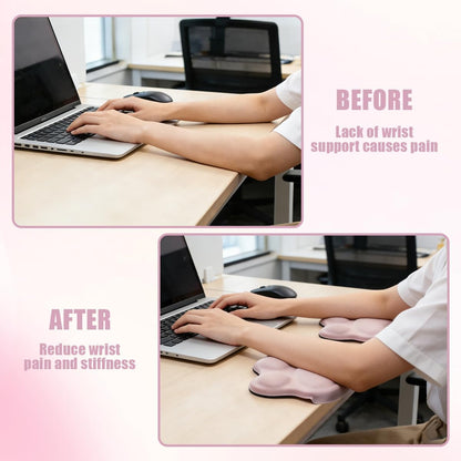 Pink Desk Elbow Pad, Ergonomic Memory Foam Cat Paw Wrist Rest