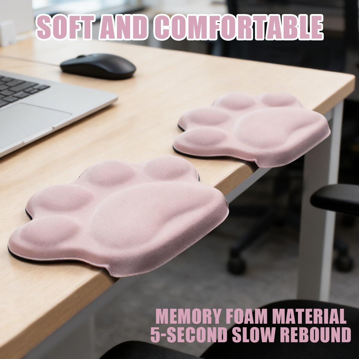 Pink Desk Elbow Pad, Ergonomic Memory Foam Cat Paw Wrist Rest