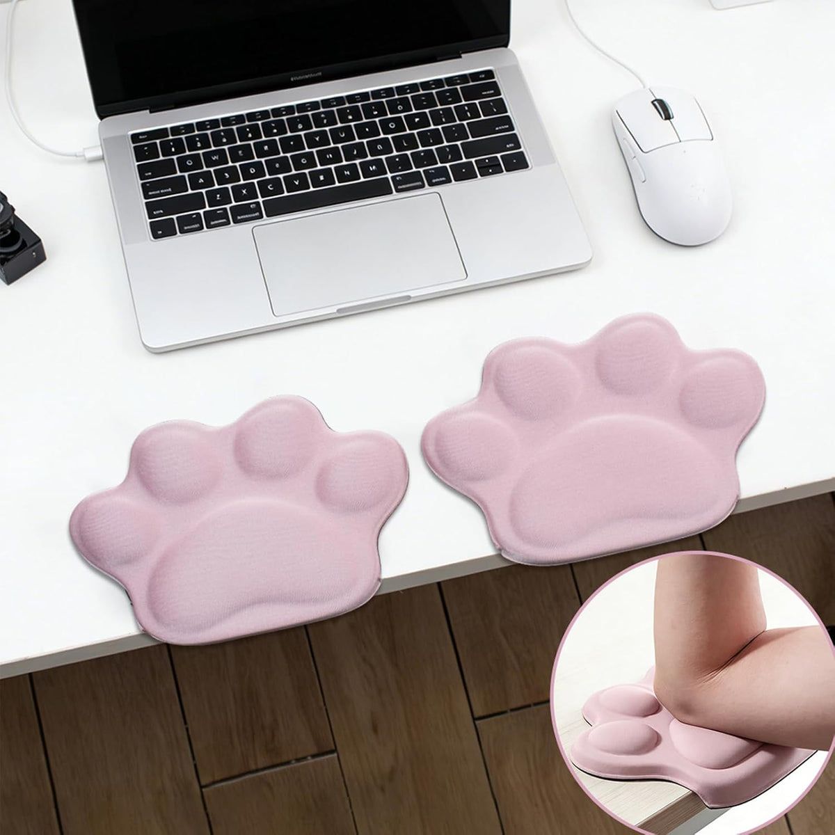 Pink Desk Elbow Pad, Ergonomic Memory Foam Cat Paw Wrist Rest