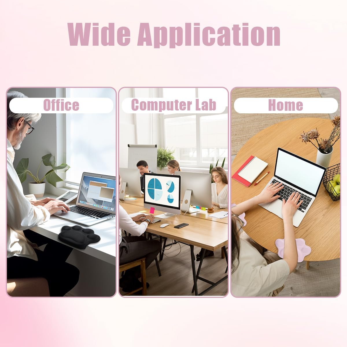 Pink Desk Elbow Pad, Ergonomic Memory Foam Cat Paw Wrist Rest