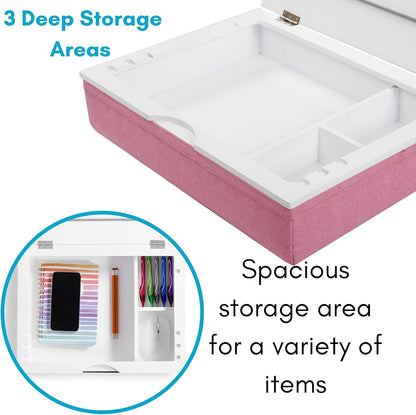 BIRDROCK HOME Lap Desk with Storage and Cushion | Deep Compartment and Adjustable Top with Clip | Fits Laptop Up to 15" | Pink | Computer Accessories | Laptop and Writing Desk