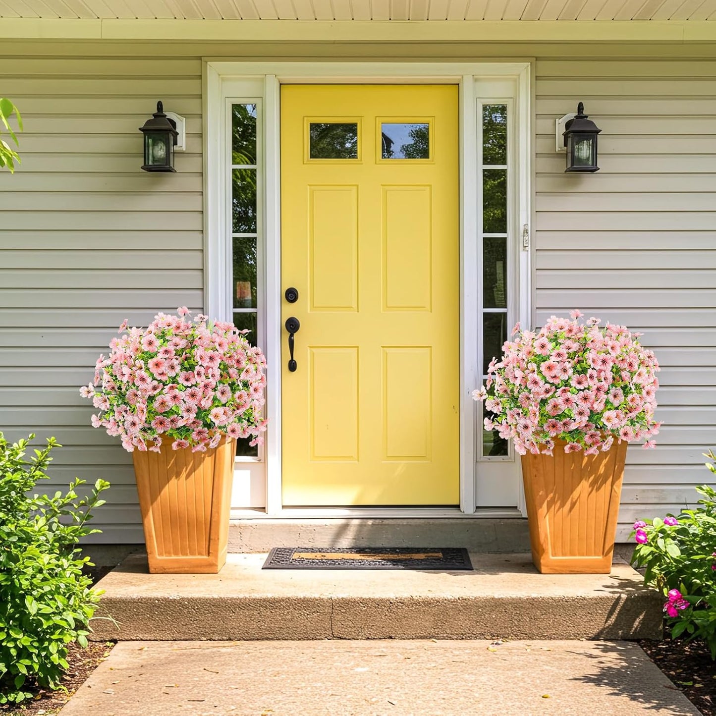 ATTGREAT Artificial Flowers Outdoors Faux Plants UV Resistant Fake Flowers Daisy 12 Bundles Plastic Greenery Plnats Outside for Garden Planter Patio Porch Spring Summer Home Home Decor, Pink
