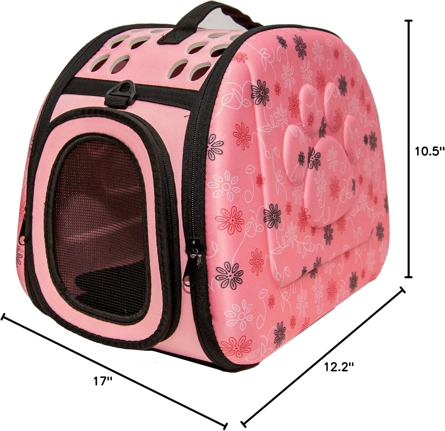 PetLike Airline Approved Pet Carrier Soft Sided Collapsible Travel Bag for Cats & Small Dogs (Pink, Smooth)