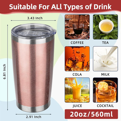 20oz Tumbler with Lid Stainless Steel Insulated Tumblers Travel Coffee Tumbler Bulk Double Wall Vacuum Insulated Water Cup Gifts for Christmas Women Men Her Him Home Office(Rose Gold, 1pack)