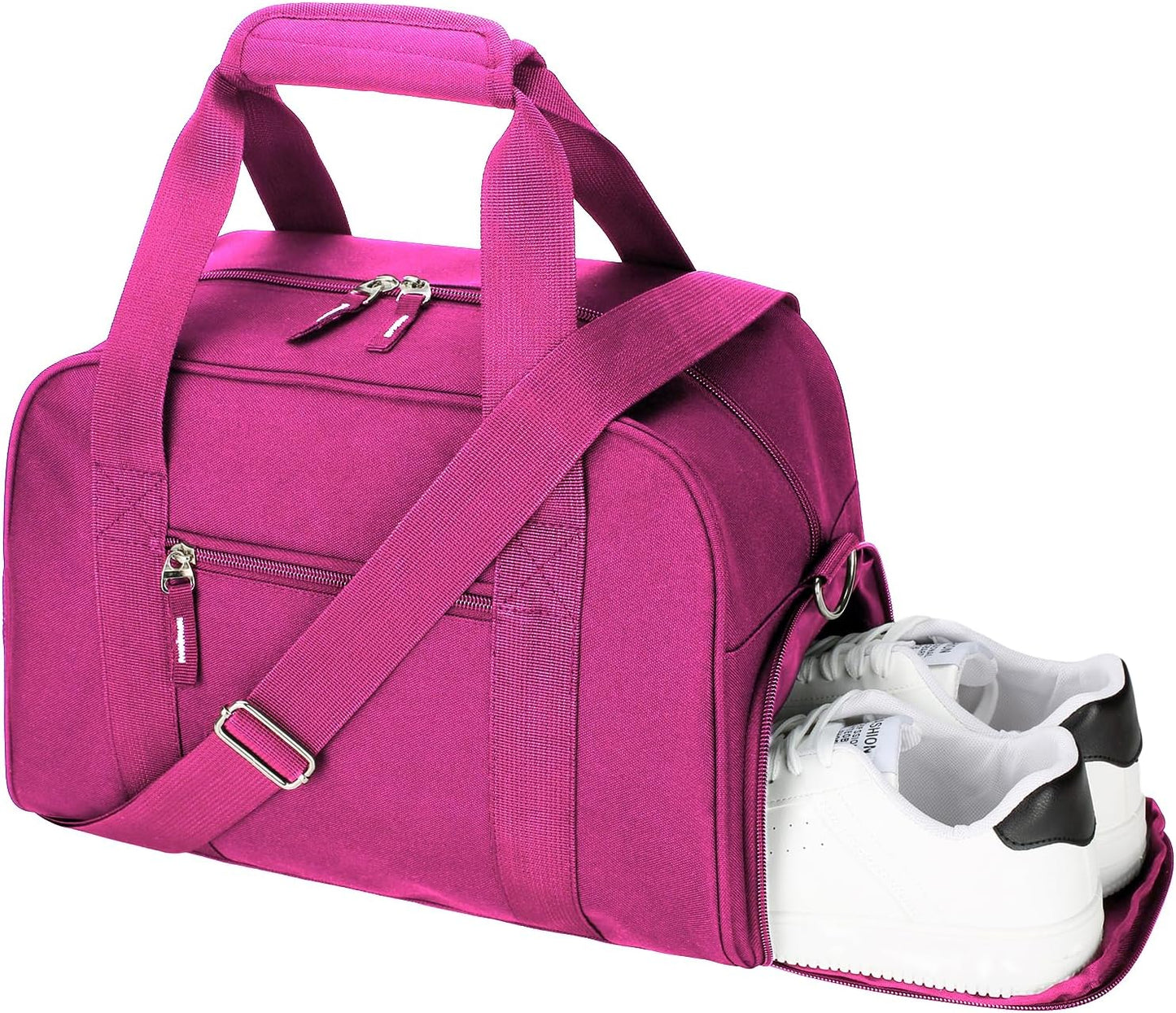 SeaRock 14 inch Small Gym Bag for Men & Women, Mini Duffle Bag with Shoe Compartment, Carry On Duffel Bag for Travel Sports, Rose Pink
