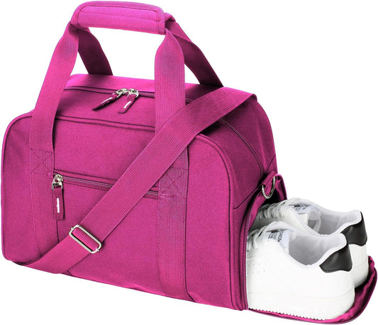 SeaRock 14 inch Small Gym Bag for Men & Women, Mini Duffle Bag with Shoe Compartment, Carry On Duffel Bag for Travel Sports, Rose Pink