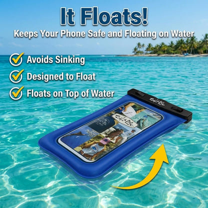 Salt Life Floating Waterproof Phone Case– IPX8 100% Waterproof Phone Case that Floats in Water, Universal Phone Dry Bag with Touchscreen Clear Window, Secure Seal Closure & Lanyard (Pink)