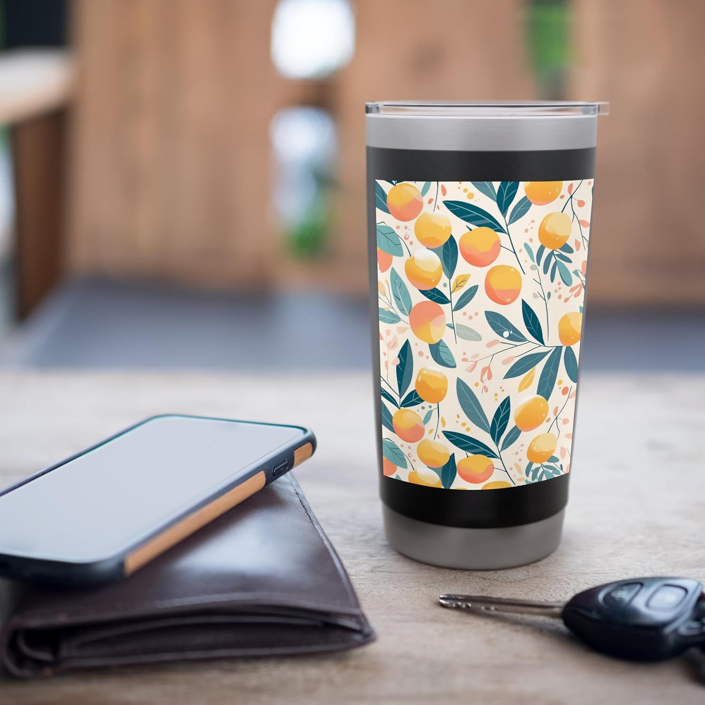 Pattern Art Peach Fruit Minimalist Stainless Steel Insulated Tumbler