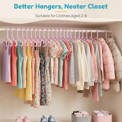 Vtopmart 60 Pack Kids Hangers, 11 inches Baby Clothes Hangers for Closet, StackFit Interlocking Toddler Hanger for Pants, Dress, Skirt, Space-Saving Children Hangers with Non-Slip Shoulder Grooves