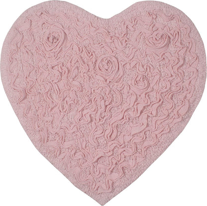 Home Weavers Bell Flower Collection 100% Cotton Tufted Bath Rugs, Extra Soft and Absorbent Bath Rugs, Non-Slip Bath Mats, Machine Washable, Bath Mats for Bathroom Floor and Tub, 25"x25" Heart, Pink