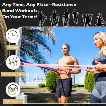 Seenelling Resistance Bands for Exercise Working Out, 5-Level Pull-Up Assistance Full-Body Training Bands for Women Men Home Workouts, Physical Therapy, Strength Training