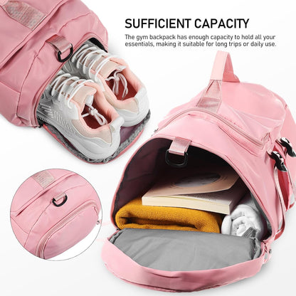 Toddmomy Sports Backpack for Women Gym Bag Workout Backpack Travel Hiking Daypack Multipurpose Pink Lightweight Sturdy Outdoor Recreation