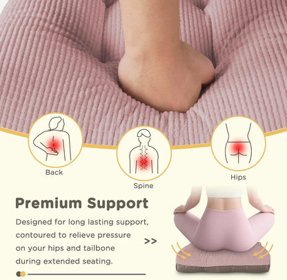 Kitchen Chair Cushions for Dining Chairs Set of 2, Tufted Kitchen Seat Cushions with Ties and Non-Slip Bottom 18"X16.5"X3" Light Pink