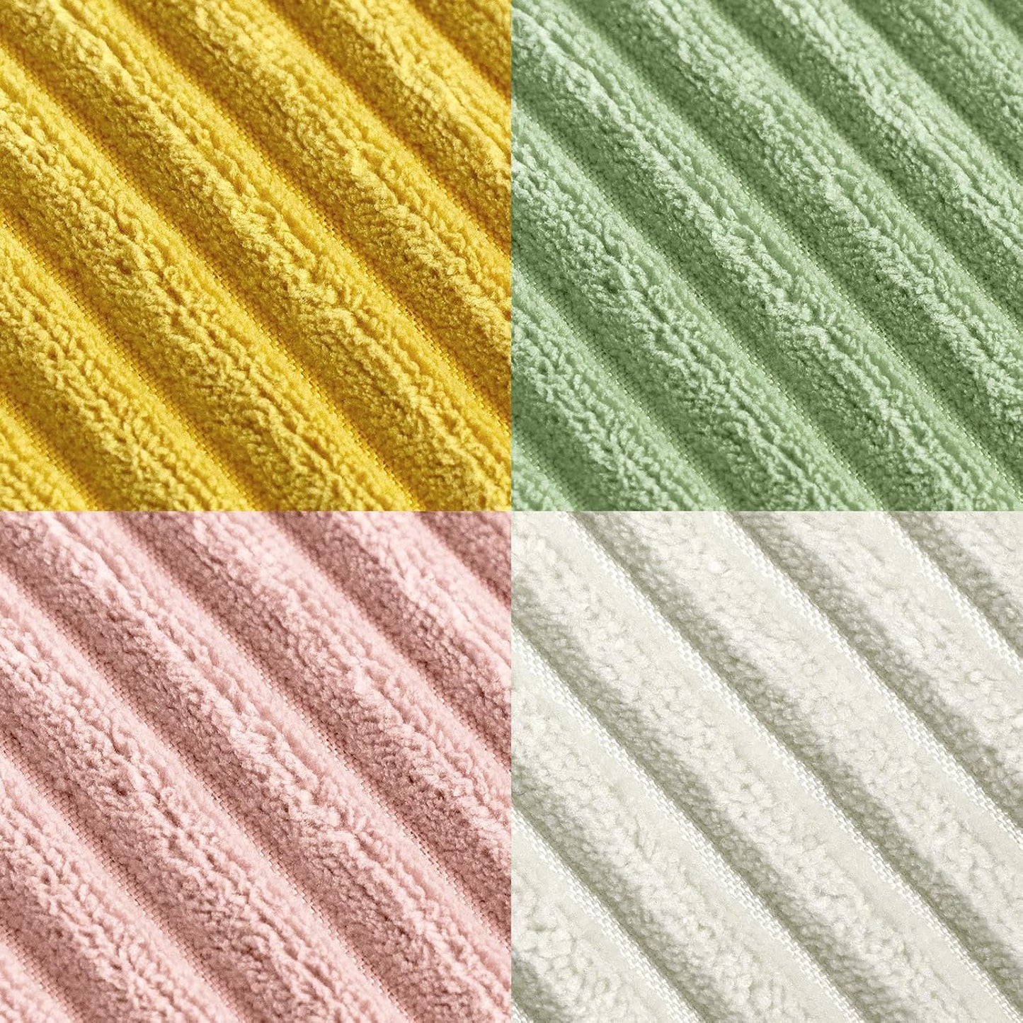 Thmyo Boho Farmhouse Decorative Throw Pillow Covers 18x18 Inch Set of 4 Soft Corduroy Cushion Covers for Mordern Couch Bed Sofa Chair Living Room Home Decor, Cream White/Green/Pink/Yellow