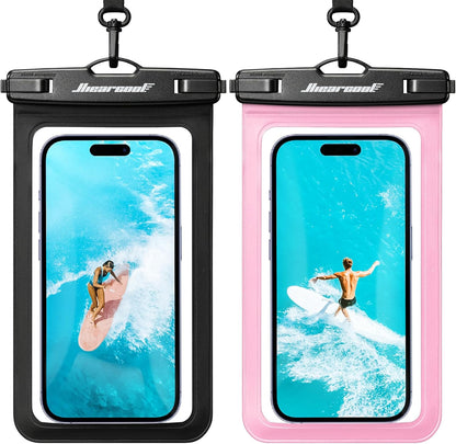 Hiearcool Universal Waterproof Case, Waterproof Phone Pouch Compatible for iPhone 17 16 15 14 13 Pro Max XS Plus Samsung Galaxy S22 Cellphone Up to 8.9", IPX8 Cellphone Beach Bag for Travel - 2 Pack