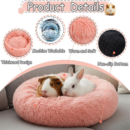Bunny Bed Rabbit Hideout Large Soft & Comfortable Small Animal Bedding Cozy Bed Mat Warm Hideaway Cage Accessories for Guinea Pig Dwarf Bunny Chinchillas Hamsters Hedgehogs Ferrets Pink