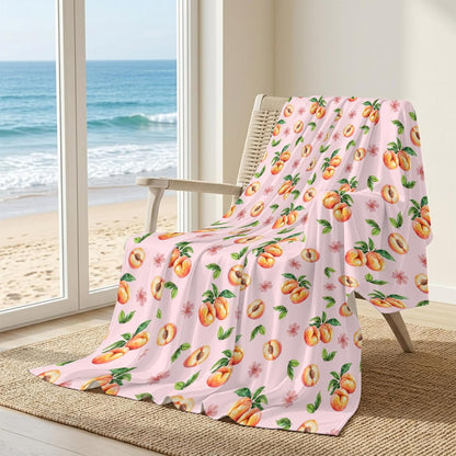 40"x60" Lap Cooling Blanket Pink Peaches Ice Silk Lightweight Breathable Soft Summer Blanket for Hot Sleepers Couch Bed Sofa Camping Flowers Summer Fruit