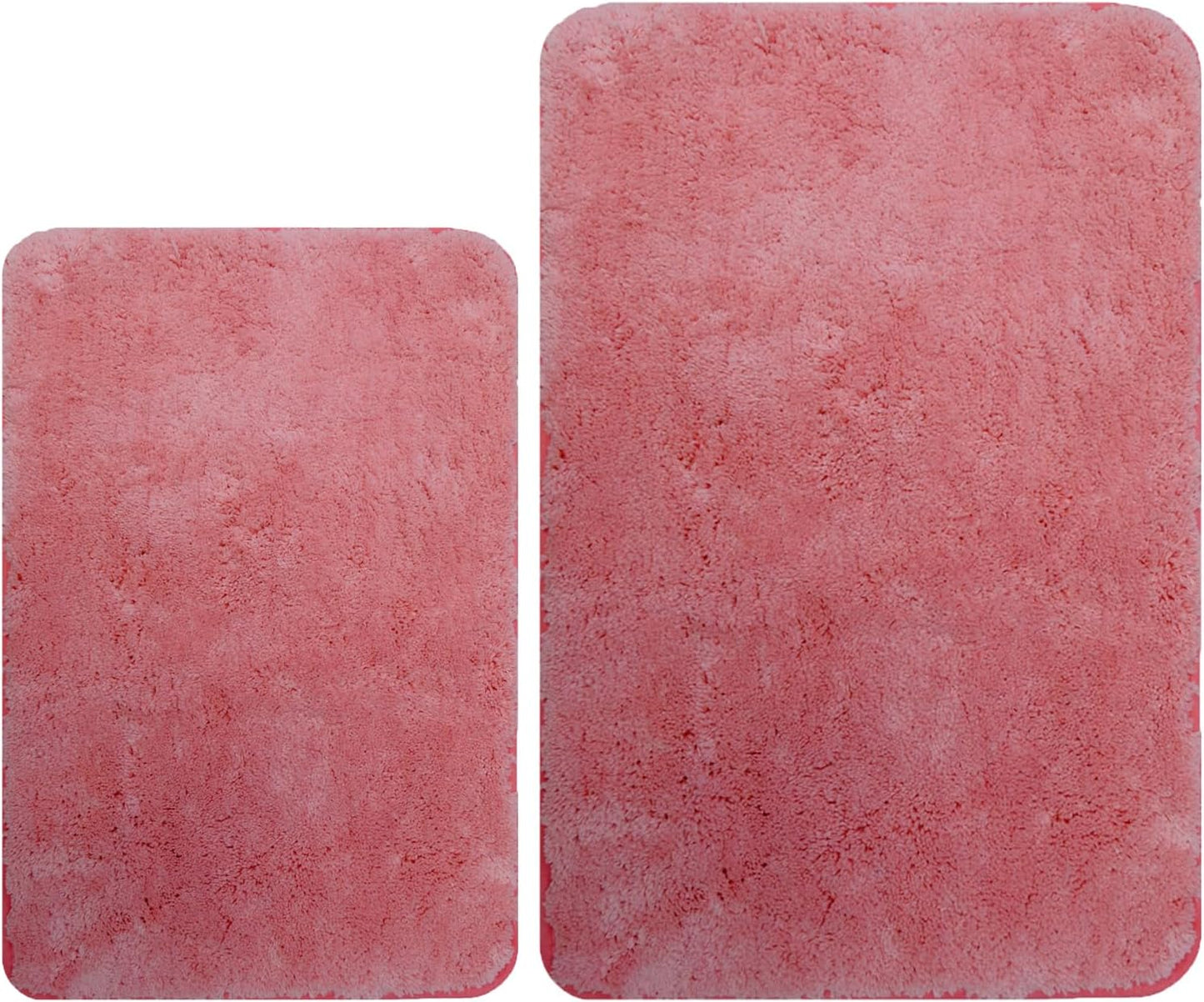 Acsploer 2 Piece Bathroom Rugs and Mats Sets, Non-Slip Microfiber Bath Rugs, Machine Washable Absorbent Bath Mats for Bathroom Floor (Pink, 16''x24'' Plus 20''x32'')