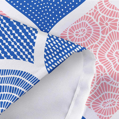 JAWO Blue and Pink Shower Curtain for Bathroom, Light Blue White Dark Pink Bohemian Chic Geometric Pattern Fabric Shower Curtains Set, Modern Paisley Restroom Decor Accessories with Hooks 72X75Inches