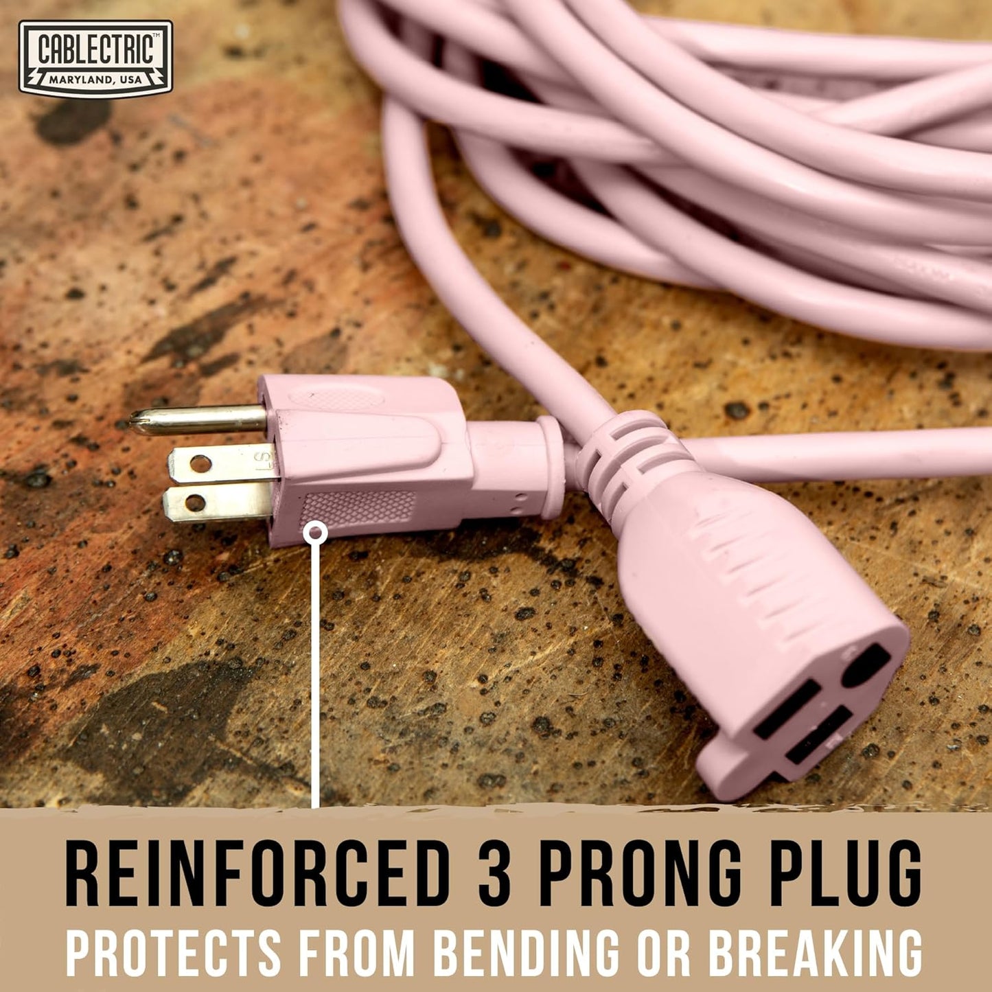 Outdoor Extension Cord 25 ft - 16 Gauge 13 Amp Heavy Duty Power Extension Cords - SJTW - Great for Small Appliances, Outdoor Lights, Garden Supplies - Pink
