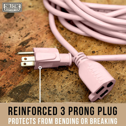 Outdoor Extension Cord 25 ft - 16 Gauge 13 Amp Heavy Duty Power Extension Cords - SJTW - Great for Small Appliances, Outdoor Lights, Garden Supplies - Pink