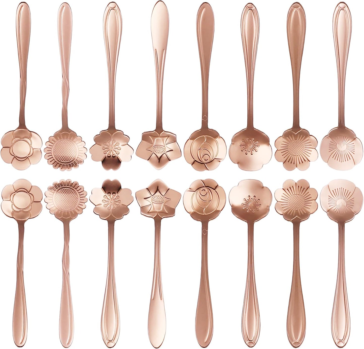 16 Pcs Teaspoon Tea Spoons, ESRISE Stainless Steel Cute Coffee Spoon for Tea Party Decorations (Rose Gold)