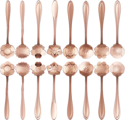 16 Pcs Teaspoon Tea Spoons, ESRISE Stainless Steel Cute Coffee Spoon for Tea Party Decorations (Rose Gold)
