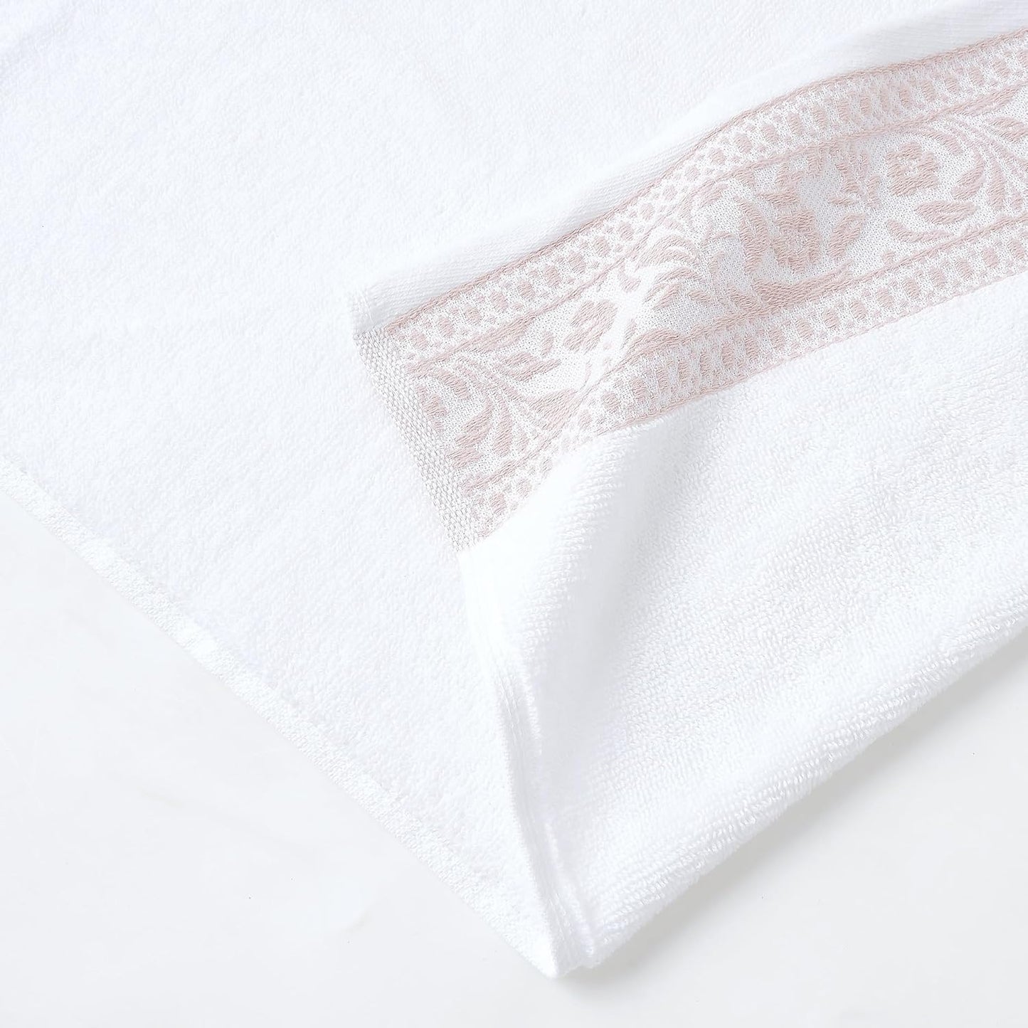 Modern Threads Allie 6-Piece 100% Cotton Towel Set – Jacquard Floral Border – Includes 2 Bath Towels, 2 Hand Towels, 2 Washcloths – Absorbent, Quick Dry, Soft & Durable – Blush Pink