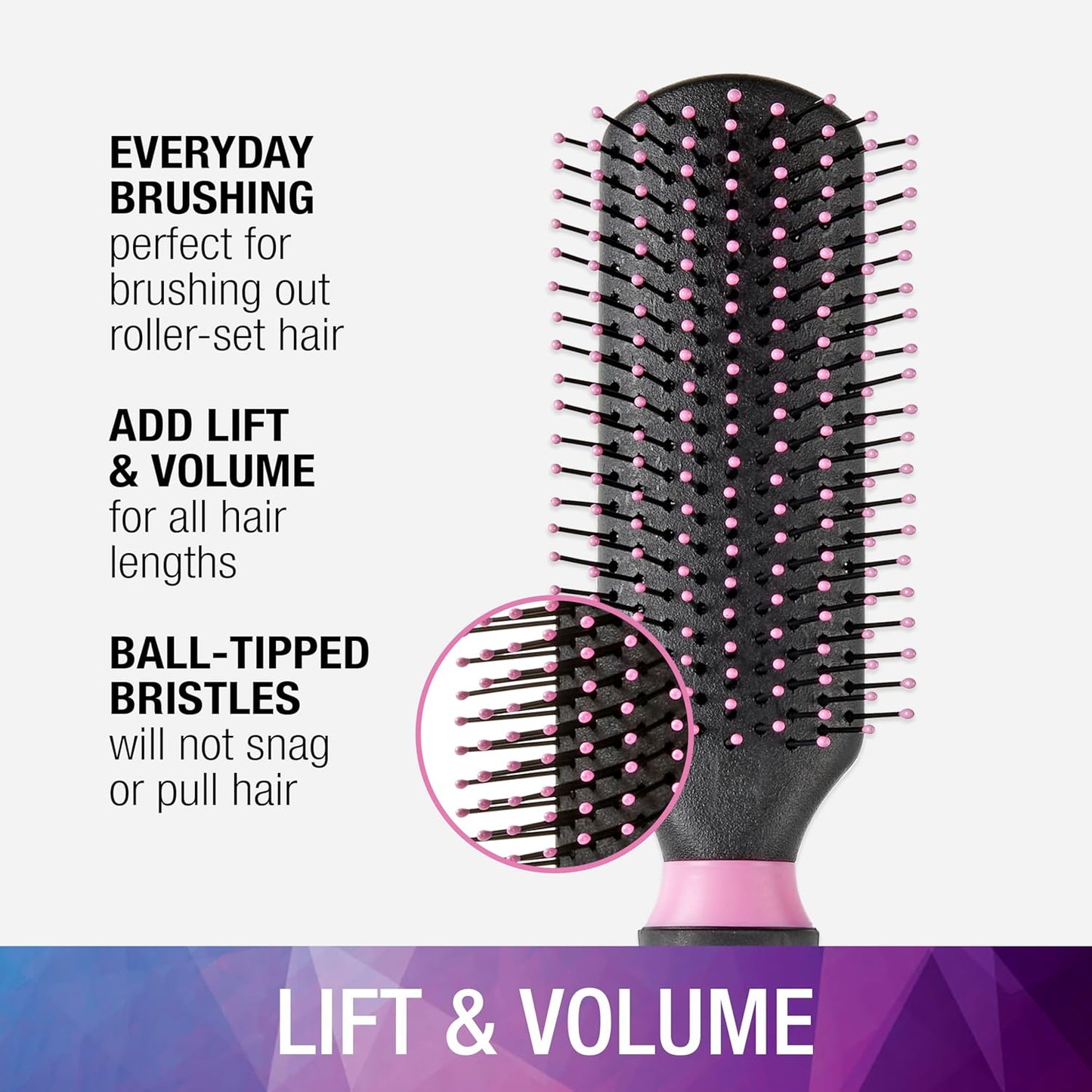 Conair Salon Results Hairbrush - Hair brush for Men and Women - Detangling - suitable for all hair types -features Nylon Bristles - Pink/Black