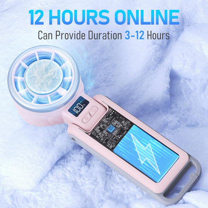 PlayHot Portable Handheld Turbo Fan with Ice Cooling, Rechargeable Personal Fan, Up tp 12Hrs Cooling, 5 Speed 25550RPM Powerful Portable Fan for Travel, Outdoor, Camping, Hiking (Pink)