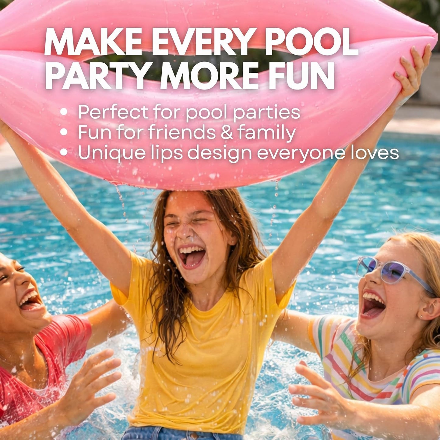 43.3 x 31.5 Inch Swimming Giant Pink Lips Pool Float Inflatable (1 PCS/2 PCS)