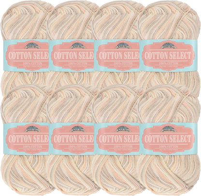 JubileeYarn Cotton Select Yarn - 50g/Skein Sport Weight - Summer Peach - 8 Skeins