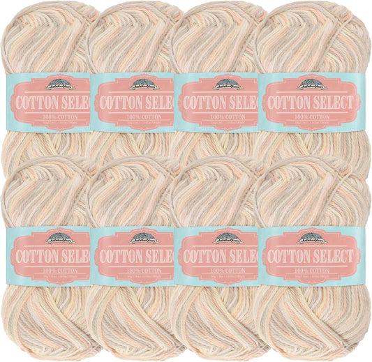 JubileeYarn Cotton Select Yarn - 50g/Skein Sport Weight - Summer Peach - 8 Skeins