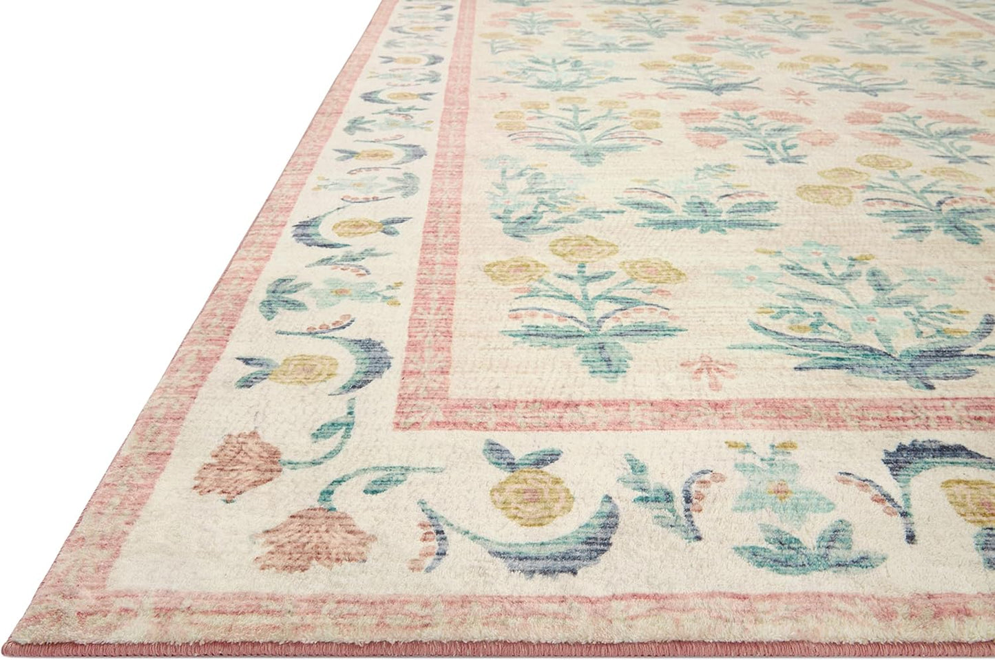 Loloi Rifle Paper Co. Eden Collection EDE-01 Mughal Rose Blush 5'-0" x 7'-6" Area Rug feat. CloudPile™